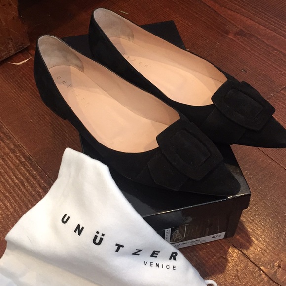 Unutzer Suede Black Flat with buckle - Picture 2 of 7